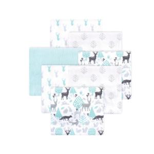 imageLittle Treasure Hudson Baby Cotton Poly Flannel Receiving Blankets Multipack Green Eucalyptus 30x30 inchesBlue Woodland Neutral