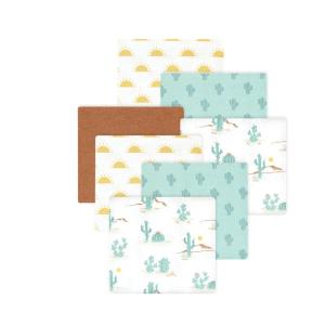 imageLittle Treasure Hudson Baby Cotton Poly Flannel Receiving Blankets Multipack Green Eucalyptus 30x30 inchesBrown Desert Cactus