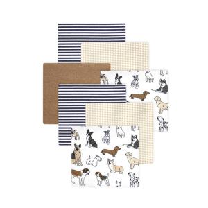 imageLittle Treasure Hudson Baby Cotton Poly Flannel Receiving Blankets Multipack Green Eucalyptus 30x30 inchesBrown Handsome Dogs