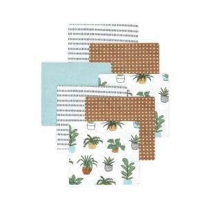 imageLittle Treasure Hudson Baby Cotton Poly Flannel Receiving Blankets Multipack Green Eucalyptus 30x30 inchesBrown Plants