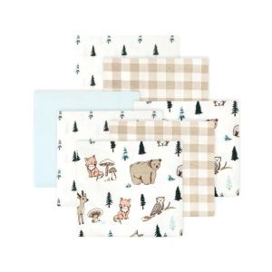 imageLittle Treasure Hudson Baby Cotton Poly Flannel Receiving Blankets Multipack Green Eucalyptus 30x30 inchesBrown Woodland Pals