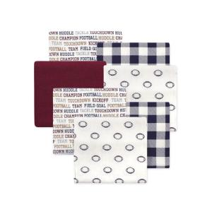imageLittle Treasure Hudson Baby Cotton Poly Flannel Receiving Blankets Multipack Green Eucalyptus 30x30 inchesBurgundy Football