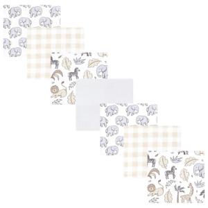 imageLittle Treasure Hudson Baby Cotton Poly Flannel Receiving Blankets Multipack Green Eucalyptus 30x30 inchesGrey Neutral Safari