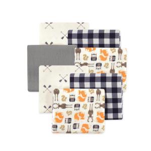 imageLittle Treasure Hudson Baby Cotton Poly Flannel Receiving Blankets Multipack Green Eucalyptus 30x30 inchesOrange Forest