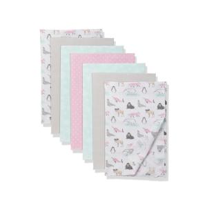 imageLittle Treasure Hudson Baby Cotton Poly Flannel Receiving Blankets Multipack Green Eucalyptus 30x30 inchesPink Arctic Animals