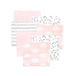 imageLittle Treasure Hudson Baby Cotton Poly Flannel Receiving Blankets Multipack Green Eucalyptus 30x30 inchesPink Cloud