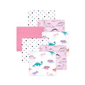 imageLittle Treasure Hudson Baby Cotton Poly Flannel Receiving Blankets Multipack Green Eucalyptus 30x30 inchesPink Cuteasaurus