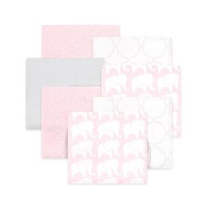 imageLittle Treasure Hudson Baby Cotton Poly Flannel Receiving Blankets Multipack Green Eucalyptus 30x30 inchesPink Elephant