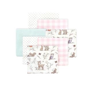 imageLittle Treasure Hudson Baby Cotton Poly Flannel Receiving Blankets Multipack Green Eucalyptus 30x30 inchesPink Enchanted Forest