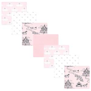 imageLittle Treasure Hudson Baby Cotton Poly Flannel Receiving Blankets Multipack Green Eucalyptus 30x30 inchesPink Fairytale Princess