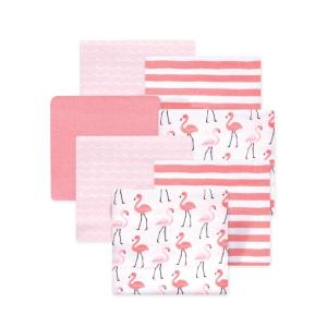 imageLittle Treasure Hudson Baby Cotton Poly Flannel Receiving Blankets Multipack Green Eucalyptus 30x30 inchesPink Flamingos