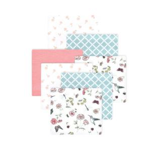 imageLittle Treasure Hudson Baby Cotton Poly Flannel Receiving Blankets Multipack Green Eucalyptus 30x30 inchesPink Hummingbird Garden