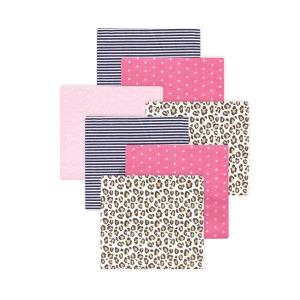 imageLittle Treasure Hudson Baby Cotton Poly Flannel Receiving Blankets Multipack Green Eucalyptus 30x30 inchesPink Leopard