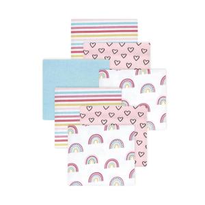 imageLittle Treasure Hudson Baby Cotton Poly Flannel Receiving Blankets Multipack Green Eucalyptus 30x30 inchesPink Modern Rainbow