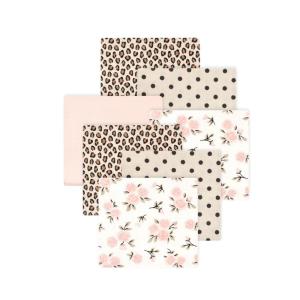 imageLittle Treasure Hudson Baby Cotton Poly Flannel Receiving Blankets Multipack Green Eucalyptus 30x30 inchesPink Neutral Floral