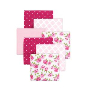 imageLittle Treasure Hudson Baby Cotton Poly Flannel Receiving Blankets Multipack Green Eucalyptus 30x30 inchesPink Rose
