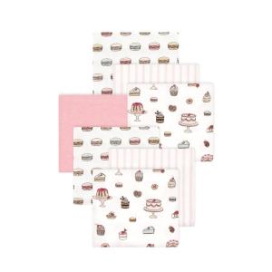 imageLittle Treasure Hudson Baby Cotton Poly Flannel Receiving Blankets Multipack Green Eucalyptus 30x30 inchesPink Sweet Bakery