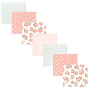 imageLittle Treasure Hudson Baby Cotton Poly Flannel Receiving Blankets Multipack Green Eucalyptus 30x30 inchesPink Sweet Peach