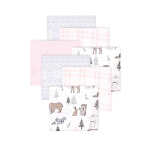 imageLittle Treasure Hudson Baby Cotton Poly Flannel Receiving Blankets Multipack Green Eucalyptus 30x30 inchesPink Winter Forest