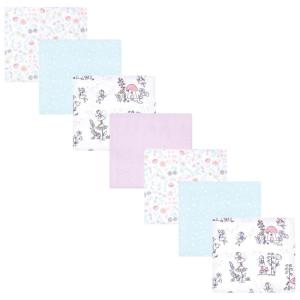 imageLittle Treasure Hudson Baby Cotton Poly Flannel Receiving Blankets Multipack Green Eucalyptus 30x30 inchesPurple Garden Fairies
