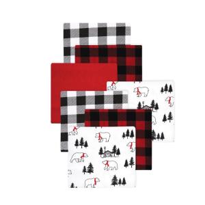 imageLittle Treasure Hudson Baby Cotton Poly Flannel Receiving Blankets Multipack Green Eucalyptus 30x30 inchesRed Buffalo Plaid Bear