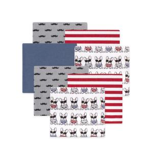 imageLittle Treasure Hudson Baby Cotton Poly Flannel Receiving Blankets Multipack Green Eucalyptus 30x30 inchesRed French Dog