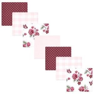 imageLittle Treasure Hudson Baby Cotton Poly Flannel Receiving Blankets Multipack Green Eucalyptus 30x30 inchesRed Sweet Roses