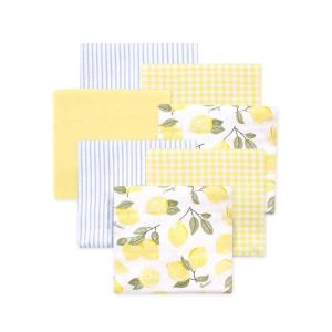 imageLittle Treasure Hudson Baby Cotton Poly Flannel Receiving Blankets Multipack Green Eucalyptus 30x30 inchesYellow Lemons