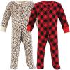 imageHudson Baby Unisex Baby Thermal Zipper Sleep and Play 2pk Buffalo Plaid Leopard 36 Months