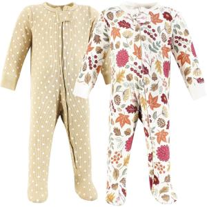 imageHudson Baby Unisex Baby Thermal Zipper Sleep and Play 2pk Acorn Botanical 69 Months