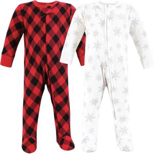 imageHudson Baby Unisex Baby Thermal Zipper Sleep and Play 2pk Snowflake 69 Months