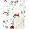 imageHudson Baby Unisex Baby Plush Mink and Sherpa Blanket Floral One SizeBoy Farm Animals