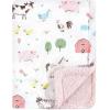 imageHudson Baby Unisex Baby Plush Mink and Sherpa Blanket Floral One SizeGirl Farm Animals