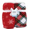 imageHudson Baby Unisex Baby Silky Plush and Coral Fleece Blanket Christmas Tree Truck 30x36 inchesWhite Tartan