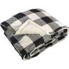 imageHudson Home Collection Men and Women Silky Plush Blanket Gray Charcoal Plaid Fleece 90X90 In Full QueenBlack Cream Plaid Sherpa