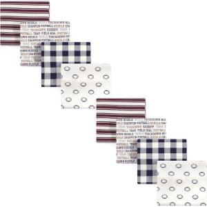 imageHudson Baby Unisex Baby Cotton Flannel Receiving Blankets Bundle Set Woodland One SizeFootball 8pack