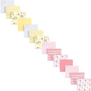 imageHudson Baby Unisex Baby Cotton Flannel Receiving Blankets Bundle Set Woodland One SizeLemons Flamingos 14pack