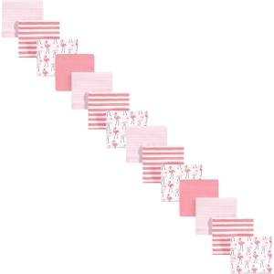 imageHudson Baby Unisex Baby Cotton Flannel Receiving Blankets Bundle Set Woodland One SizePink Flamingos 14pack