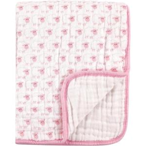 imageHudson Baby Unisex Baby Muslin Tranquility Quilt Blanket Winter Forest One SizePink Sheep