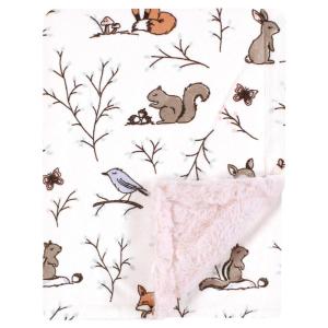 imageHudson Baby Unisex Baby Plush Blanket with Furry Binding and Back Peach One SizeEnchanted Forest