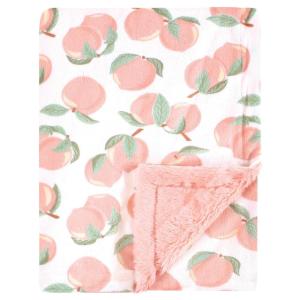 imageHudson Baby Unisex Baby Plush Blanket with Furry Binding and Back Peach One SizePeach