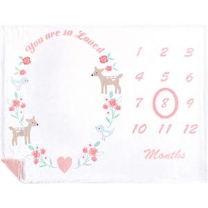 imageHudson Baby Unisex Baby Plush Holiday and Milestone Blanket Holiday One SizeGirl Woodland