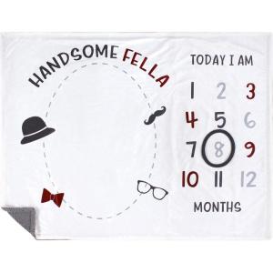 imageHudson Baby Unisex Baby Plush Holiday and Milestone Blanket Holiday One SizeHandsome Fella