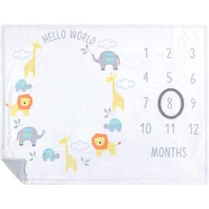 imageHudson Baby Unisex Baby Plush Holiday and Milestone Blanket Holiday One SizeHello World