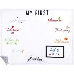 imageHudson Baby Unisex Baby Plush Holiday and Milestone Blanket Holiday One SizeHoliday