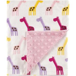 imageHudson Baby Unisex Baby Plush Mink Blanket Powder Blue One SizePink Giraffe