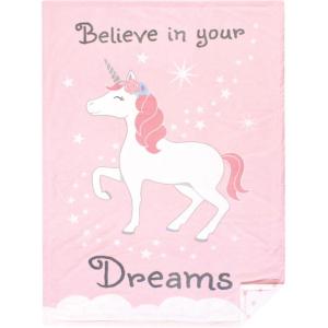 imageHudson Baby Unisex Baby Plush Mink Blanket Powder Blue One SizeUnicorn Dreams