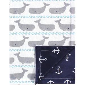 imageHudson Baby Unisex Baby Plush Mink Blanket Powder Blue One SizeWhales