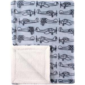 imageHudson Baby Unisex Baby Plush Mink and Sherpa Blanket Floral One SizeAirplane