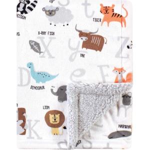 imageHudson Baby Unisex Baby Plush Mink and Sherpa Blanket Floral One SizeAlphabet Animals